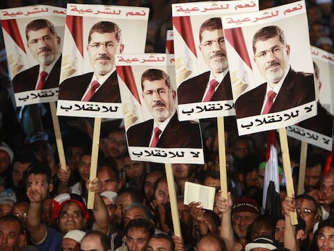 Supporters van de afgezette president Mohammed Morsi.