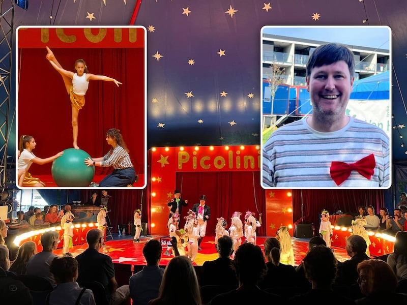 Circus op basisschool Sint-Vincentius in Zwijnaarde., Inzet: Acrobate uit het vijfde leerjaar., Inzet: Schooldirecteur Steven De Meyer.
