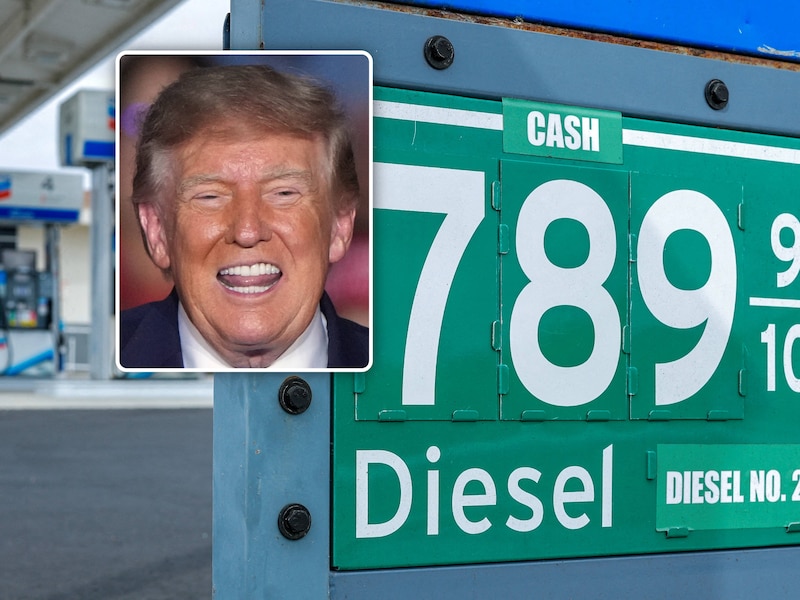 Een tankstation in Encinitas, Californië. Amerikaanse president Donald Trump heeft het voor iedereen mogelijk gemaakt rode diesel te tanken.