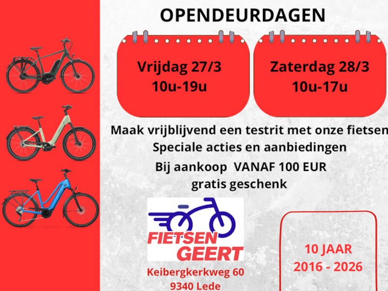 Fietsen Geert viert 10-jarig jubileum met opendeurdagen in Lede