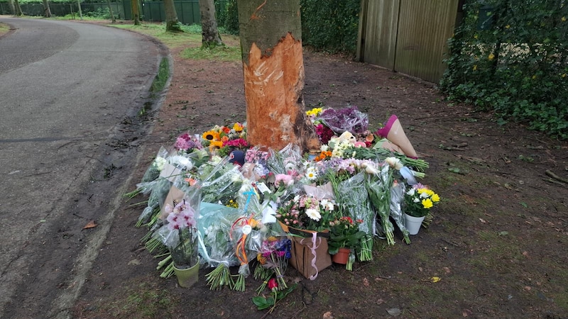 De plek waar de Audi Q7 tegen een boom crashte ligt nu vol bloemen.