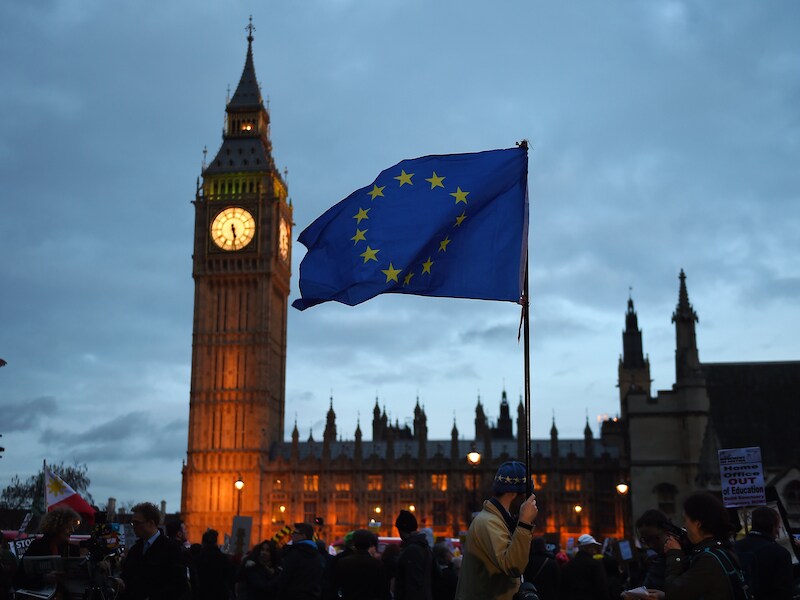 Gisteren werd in London nog geprotesteerd tegen de brexit.