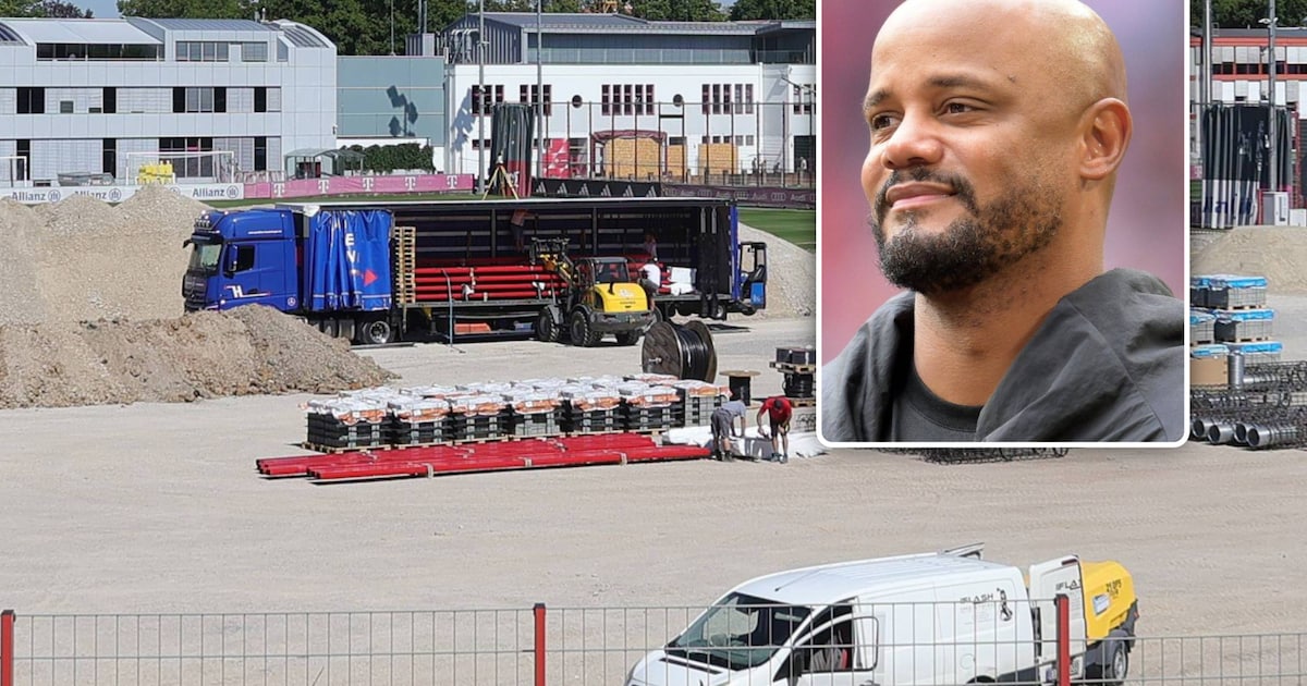 Vincent Kompany tussen de kranen, vrachtwagens en bergen zand: Bayern München hervat trainingen op e