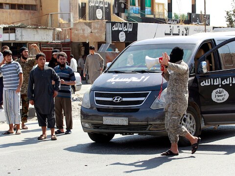 Op de straten in Raqqa.