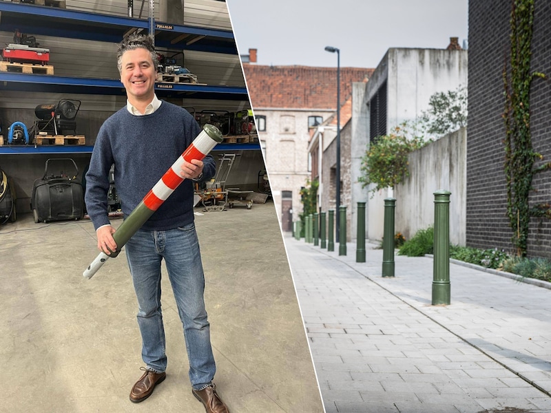 Joris Vandenbroucke met een vergevingsgezinde paal, en Gent als paaltjesstad.