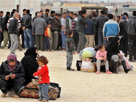 Syrische vluchtelingen in de Jordaanse stad Mafraq.
