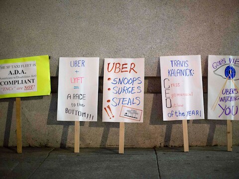 Protest in San Francisco tegen Uber. (archieffoto)