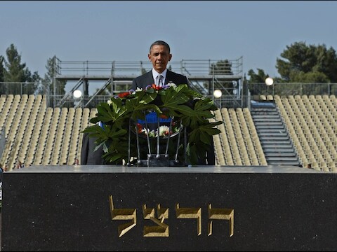 De Amerikaanse president Barack Obama in Israël.