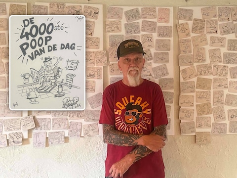 Ludo ‘Lu’ Boudewijns heeft al 4.000 keer een ‘poop van de dag’ gemaakt op een bierviltje. Die vele cartoons exposeert hij dit en komend weekend in het zaaltje boven café Den Trol.