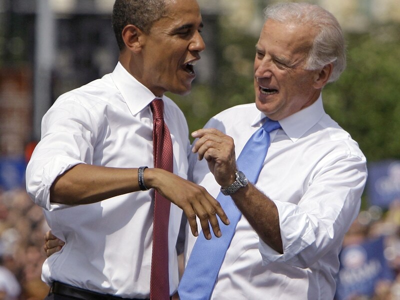 Barack Obama en Joe Biden op 23 augustus 2008.