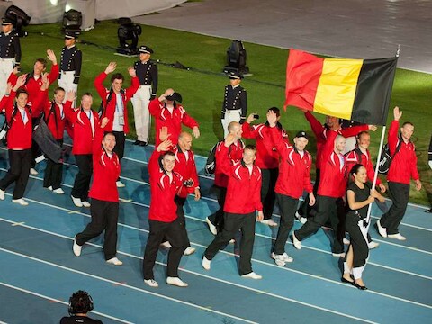 De Belgische delegatie tijdens de openingsceremonie.