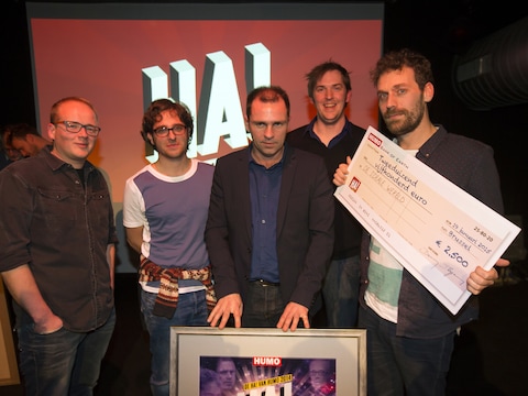 Sven De Leijer, Jelle De Beule, Luc Haekens, Jonas Geirnaert en Otto-Jan Ham van 'De Ideale Wereld'.