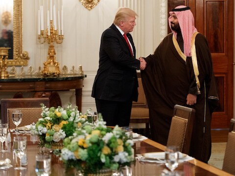 President Trump en de Saoedische defensieminister-kroonprins Mohammed bin Salman tijdens een ontmoeting in het Witte Huis in maart.