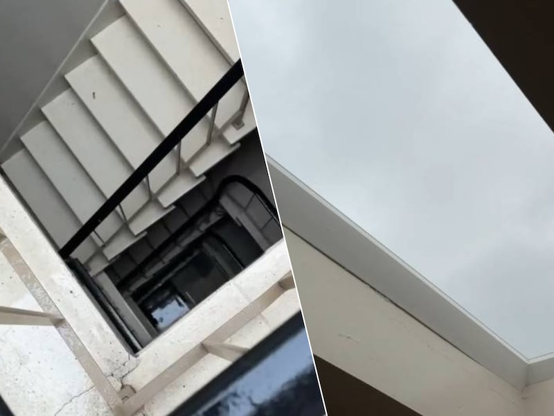 De dakkoepel van een appartementsgebouw in Oostende is weggewaaid door storm Austen.