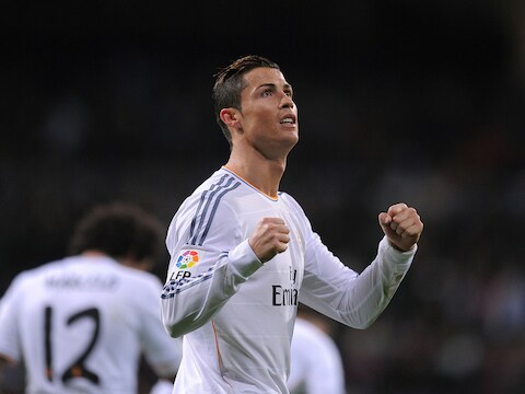 Cristiano Ronaldo gisteren toen hij een doelpunt scoorde tegen Celta Vigo.