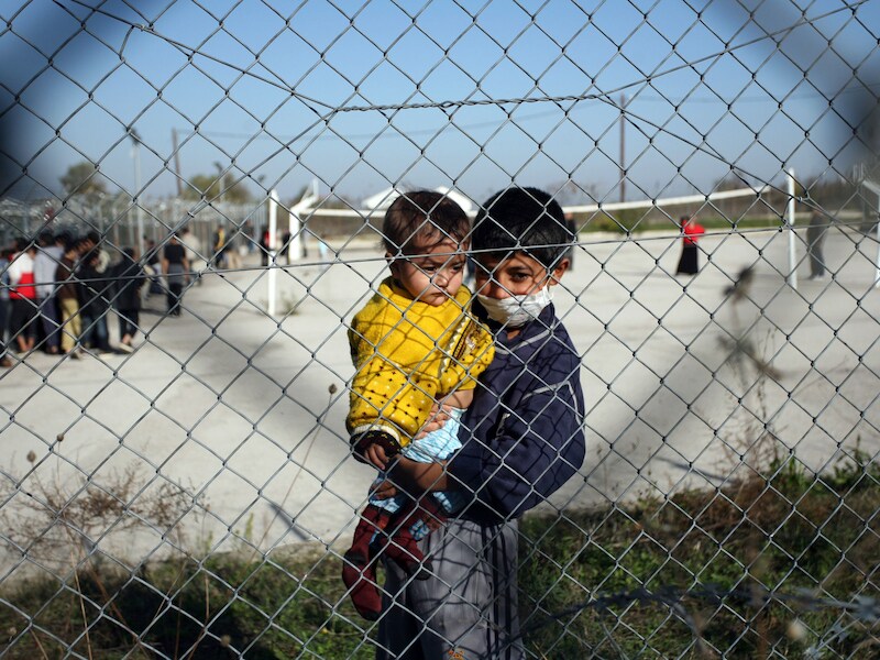 Immigranten aan de Turks-Griekse grens.