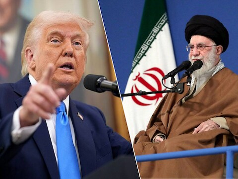 Amerikaans president Donald Trump (links) en de hoogste Iraanse leider ayatollah Ali Khamenei (rechts).