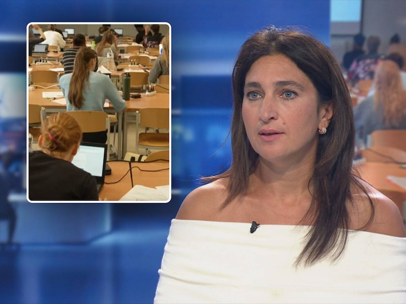 Onderwijsminister Zuhal Demir vanavond in VTM NIEUWS na de commotie over de mogelijke fraude met ChatGPT op het toelatingsexamen geneeskunde.