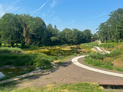 De vernieuwde Geevaertvijver kreeg onder andere een nieuw wandelpad.