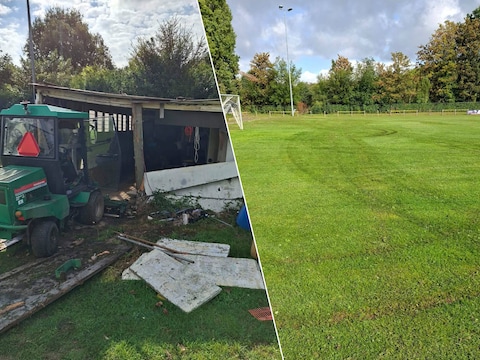 Grasmaaier tegen betonnen paaltje geramd en velden vernield: vandalen slaan voor tweede keer toe bij voetbalclub in Boechout