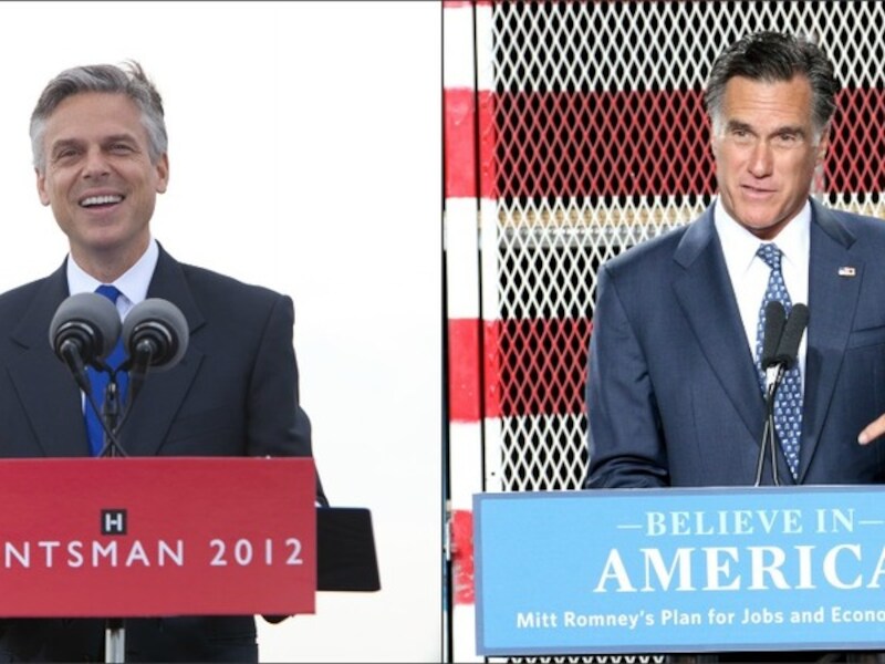 Jon Huntsman en Mitt Romney.