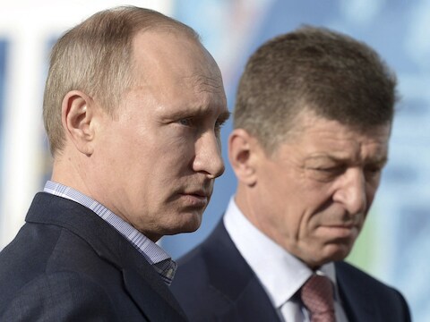 Dmitri Kozak (rechts) met de Russische president Vladimir Poetin.