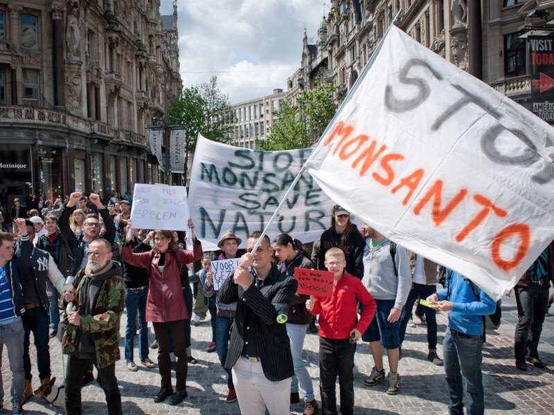 Ook in Antwerpen werd op 25 mei gedemonstreerd tegen Monsanto.