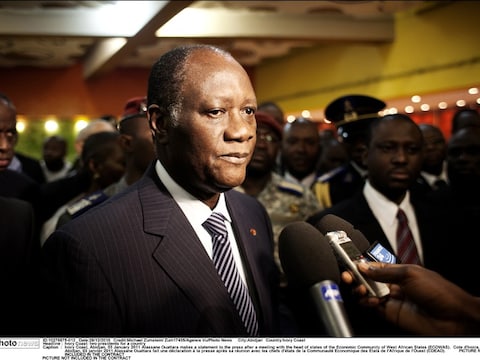 Alassane Ouattara, de internationaal erkende president van Ivoorkust.