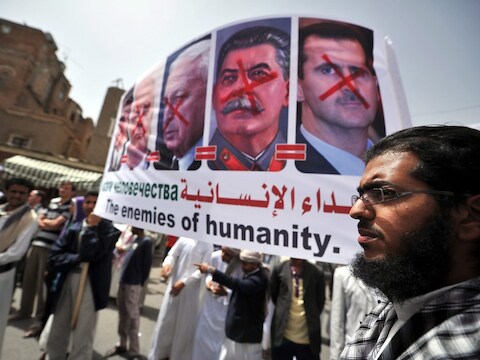 Overal ter wereld wordt geprotesteerd tegen het geweld in Syrië, ook in Jemen.