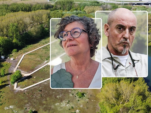 Begraafplaats Renaud Hardy. Inzetjes: Aalmoezenier Ilse Van Gorp en Renaud Hardy.