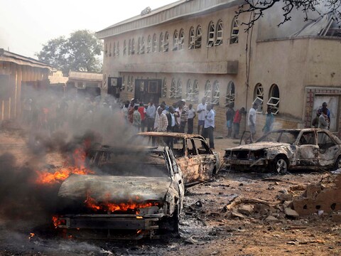 Beelden van een eerdere aanslag van Boko Haram.
