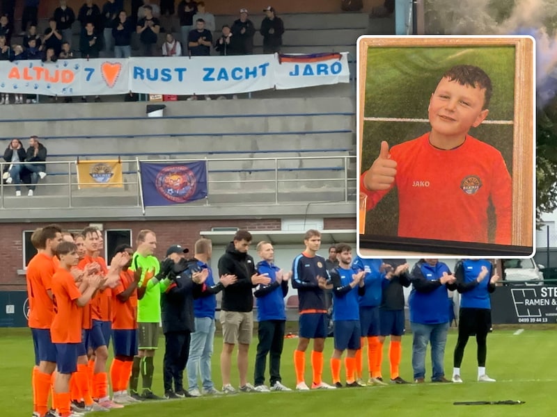 KFC Lentezon uit Beerse eert overleden Jaro (7) met minuut applaus en spandoek: “Voor altijd 7, rust zacht Jaro”