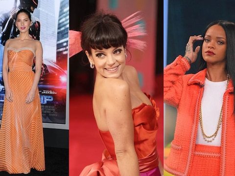 Sterren Lily Allen en Rihanna bewijzen dat oranje wel kan flatteren.