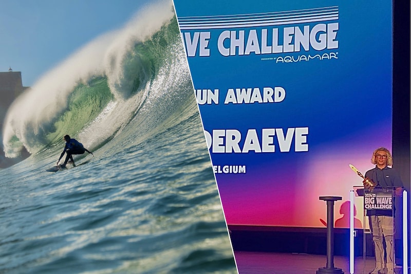 Kamiel (13) surft op 18 meter hoge golven en wint ‘Oscars van het ...