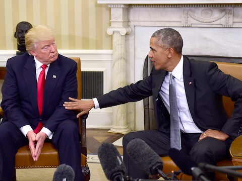 Donald Trump en Barack Obama bij hun ontmoeting vorige week.
