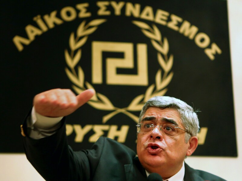 Leider van de extreem rechtse partij Gouden Dageraad, Nikolaos Mihaloliakos.