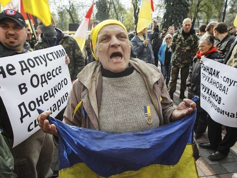 Betogers gisteren in Odessa.