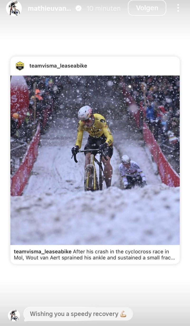 Van der Poel wenst Van Aert een spoedig herstel.
