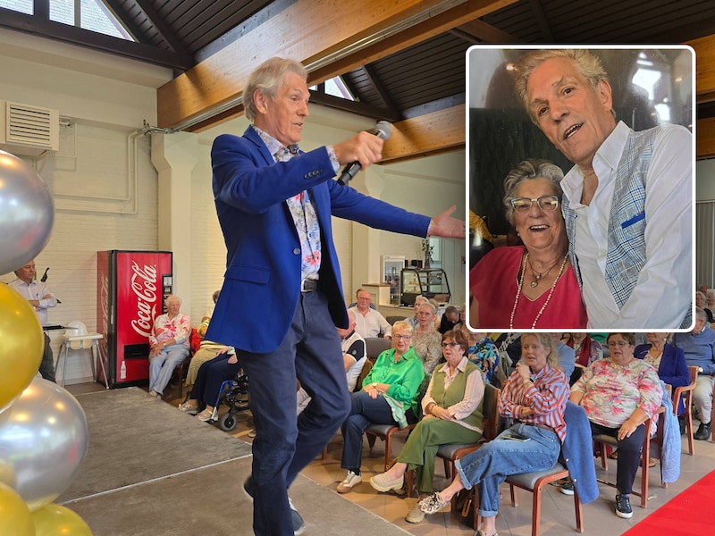 Salim Seghers in Onderdale., Inzet: Superfan Godelieve Van De Voorde met Salim Seghers. Zij was van Ursel, maar opgegroeid in Nevele.
