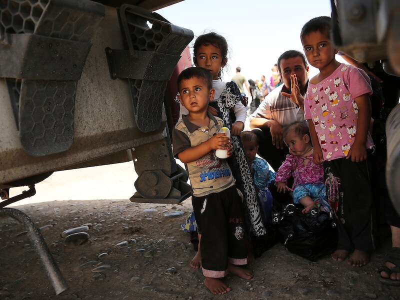 Een gezin op de vlucht voor het geweld in Irak.