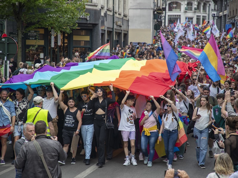Een beeld van de Pride in Brussel.