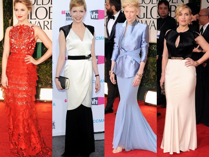 De vuurrode jurk van Dianna, de kledingflater van Michelle, de gedurfde stijl van Tilda en de klassieke look van Kate.