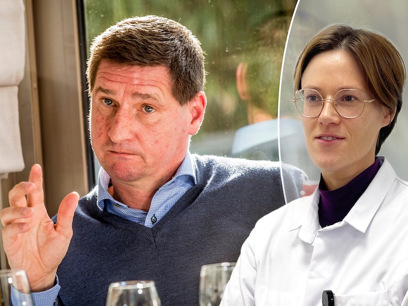 Links: ex-voetballer Glen De Boeck. Neuroloog Fenne Vandervorst (rechts) van UZ Brussel licht de grootste risicofactoren toe voor een hersenbloeding.