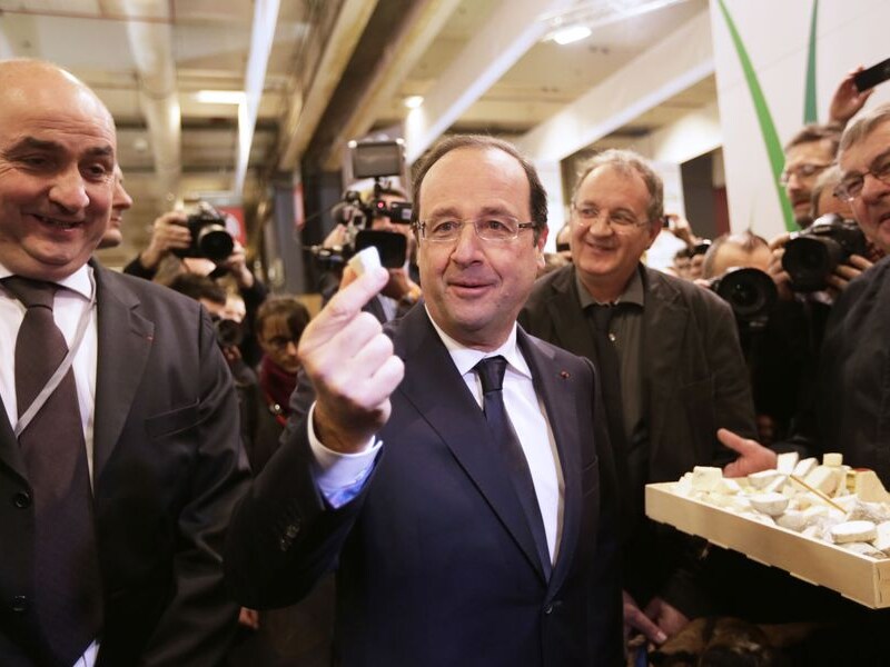 De Franse president François Hollande op het landbouwsalon in Parijs.
