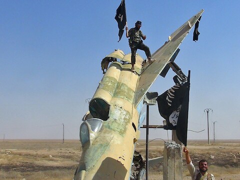 Leden van Islamitische Staat in Raqqa, Syrië.