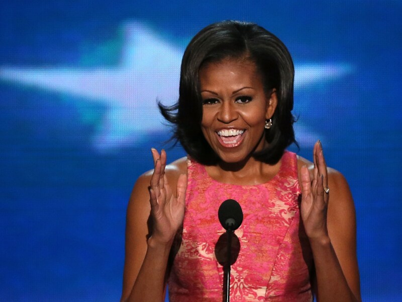 First Lady Michelle Obama op de eerste dag van de Democratische Conventie.