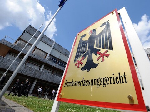 Het gerechtsgebouw in Karlsruhe.