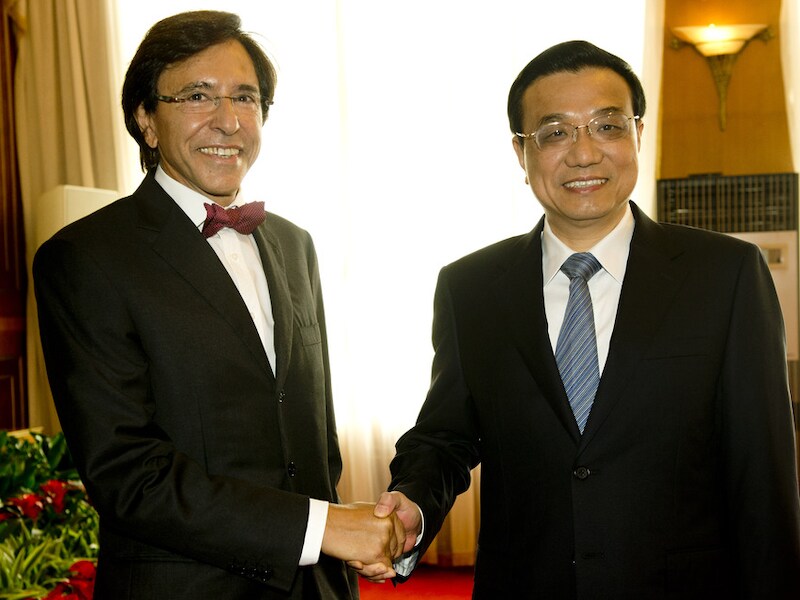 Premier Elio Di Rupo tijdens zijn ontmoeting met zijn Chinese collega Li Keqiang.