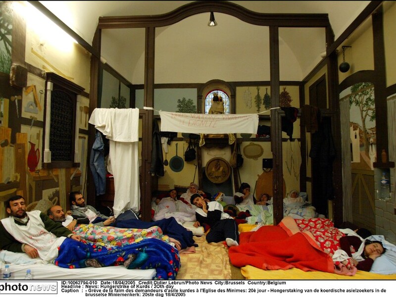Ook in 2005 bezetten Koerdische asielzoekers de Miniemenkerk. (archieffoto)