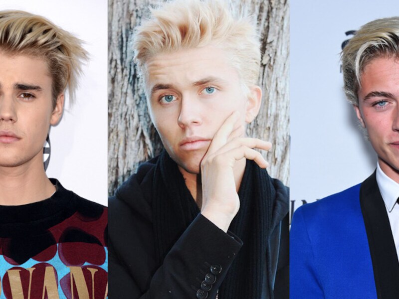 Justin Bieber, Ian Thomas en Lucky Blue Smith.